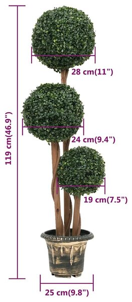 Zöld gömbalakú cserepes műpuszpáng 119 cm