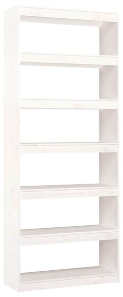 Fehér fenyőfa könyvszekrény/térelválasztó 80 x 30 x 199,5 cm