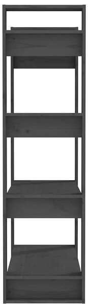 Szürke tömör fenyőfa könyvszekrény/térelválasztó 80x35x125 cm