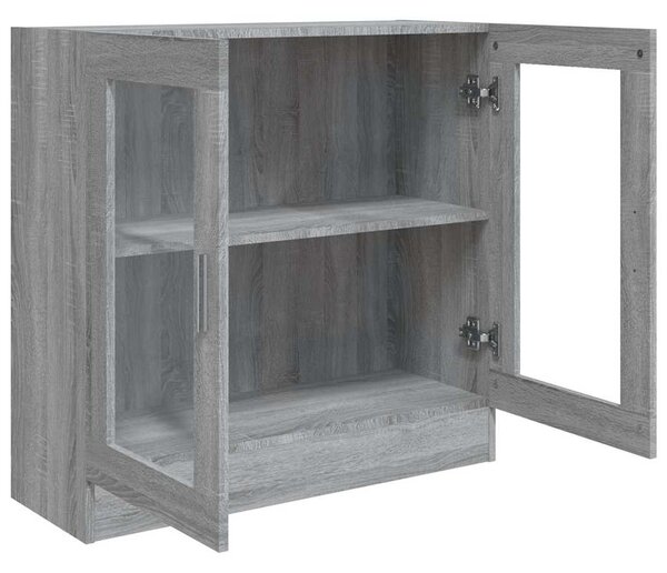 Szürke sonoma színű szerelt fa vitrinszekrény 82,5x30,5x80 cm