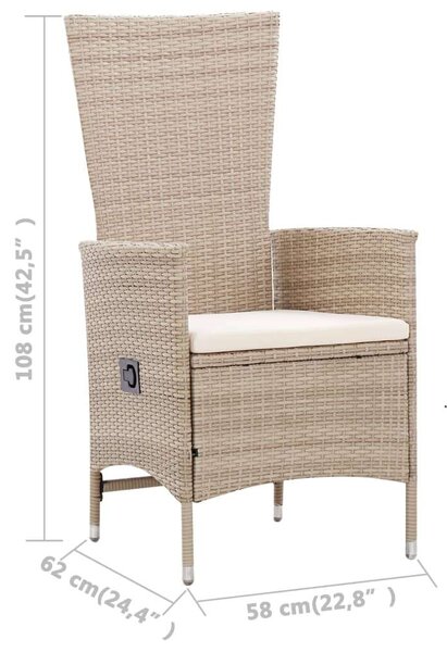 VidaXL Polyrattan Étkezőgarnitúra - 7 részes - Bézs