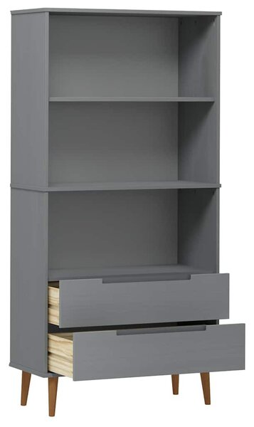 MOLDE szürke tömör fenyőfa könyvszekrény 85 x 35 x 170,5 cm