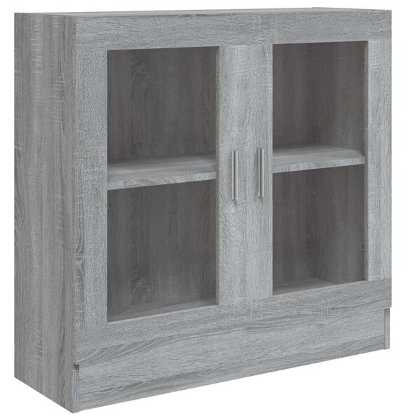 Szürke sonoma színű szerelt fa vitrinszekrény 82,5x30,5x80 cm