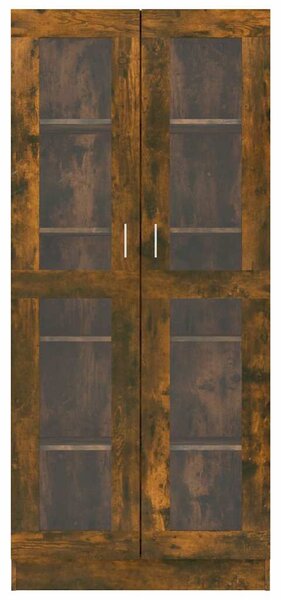 Füstös tölgyszínű szerelt fa vitrinszekrény 82,5x30,5x185 cm