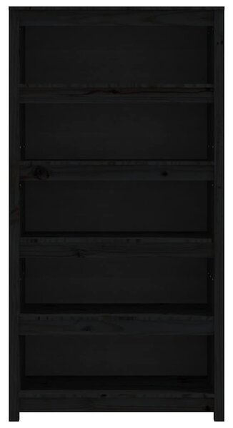 Fekete tömör fenyőfa könyvszekrény 80x35x154 cm