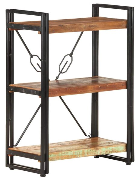 3 szintes tömör újrahasznosított fa könyvespolc 60 x 30 x 80 cm