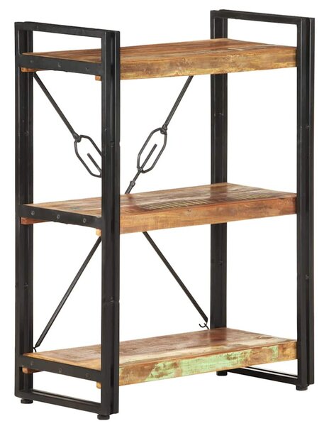 3 szintes tömör újrahasznosított fa könyvespolc 60 x 30 x 80 cm