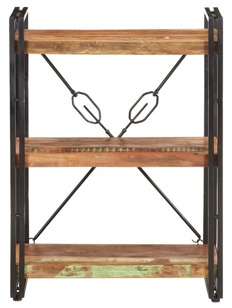 3 szintes tömör újrahasznosított fa könyvespolc 60 x 30 x 80 cm