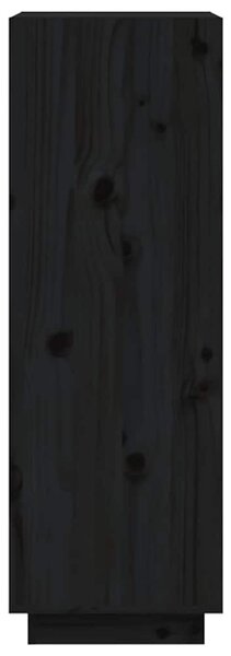Fekete tömör fenyőfa könyvszekrény/térelválasztó 60x35x103 cm