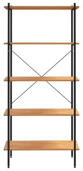 5 szintes polcrendszer fekete és tölgy 80x40x163 cm