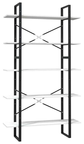 Ötszintes fehér fenyőfa könyvszekrény 100 x 30 x 175 cm