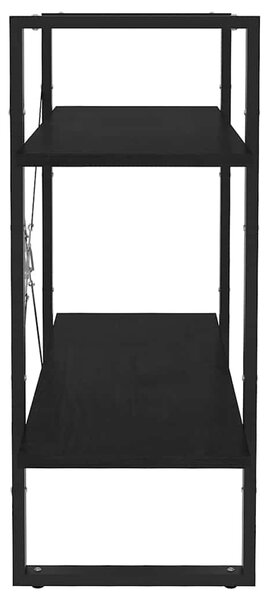 Kétszintes fekete tömör fenyőfa könyvszekrény 80 x 30 x 70 cm
