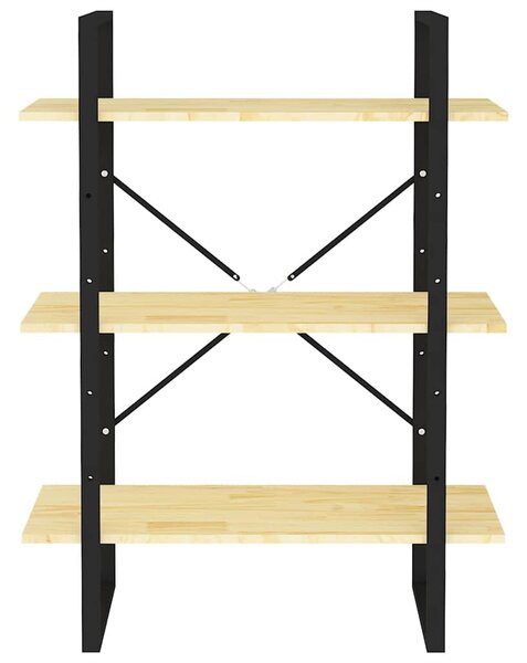 Háromszintes tömör fenyőfa könyvszekrény 80 x 30 x 105 cm