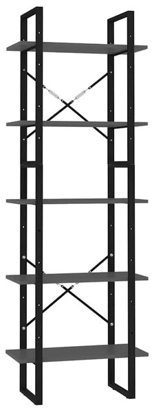 5 szintes szürke szerelt fa könyvszekrény 60 x 30 x 175 cm