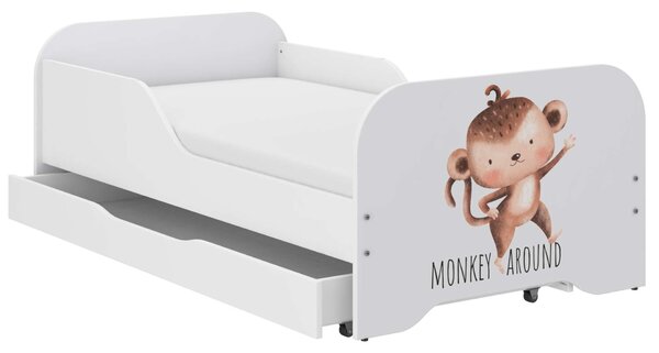 MIKI gyerekágy 140x70cm matraccal és ágyneműtároló rekesszel - Majmóca