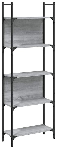 5 szintes szürke sonoma szerelt fa könyvespolc 60,5x24x166,5 cm