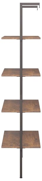 4 szintes sötétbarna és fekete létrapolc 64 x 35 x 152,5 cm