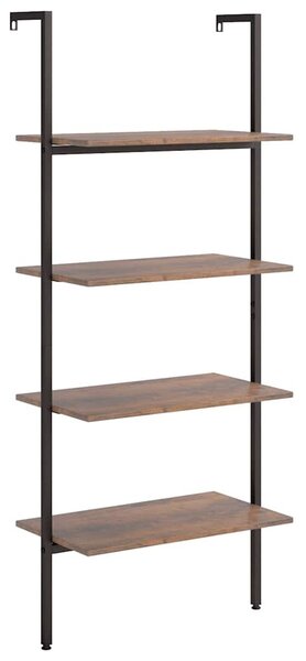 4 szintes sötétbarna és fekete létrapolc 64 x 35 x 152,5 cm