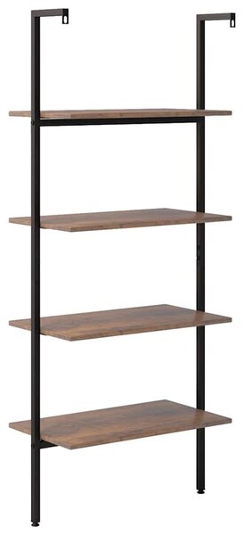 4 szintes sötétbarna és fekete létrapolc 64 x 35 x 152,5 cm