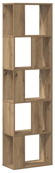 5 szintes kézműves tölgy színű fa könyvespolc 45x23,5x162,5 cm