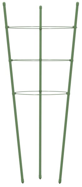 5 db zöld acél kerti növénytámasz 3 gyűrűvel 45 cm