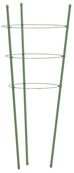 5 db zöld acél kerti növénytámasz 3 gyűrűvel 60 cm