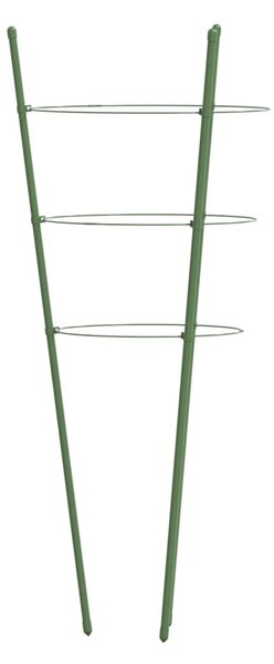 5 db zöld acél kerti növénytámasz 3 gyűrűvel 60 cm