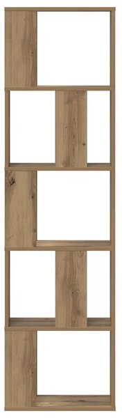 5 szintes kézműves tölgy színű fa könyvespolc 45x23,5x162,5 cm