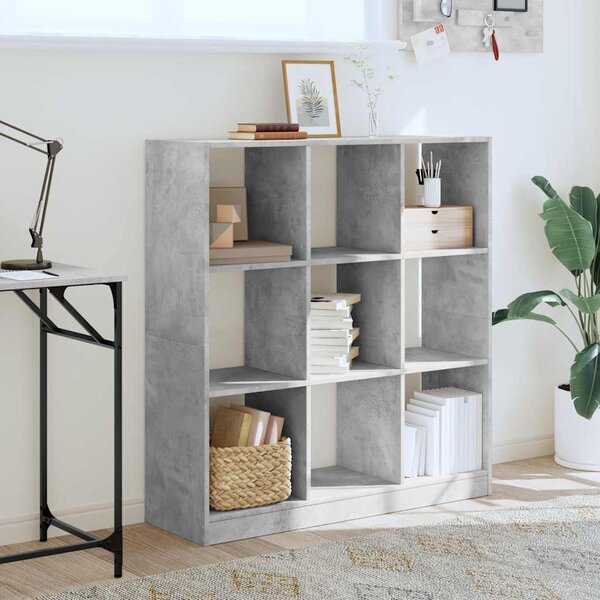 Betonszürke szerelt fa könyvespolc 102 x 32 x 108 cm