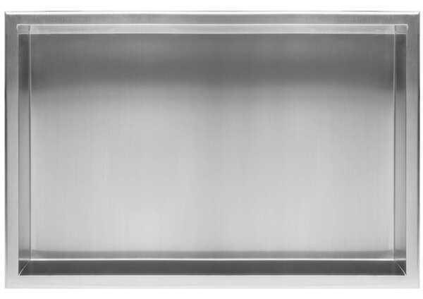 Elegáns Süllyesztett Fürdőszoba Polc - Szálcsiszolt Acél - 30x60 cm