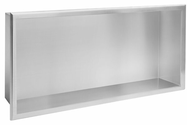 Elegáns Süllyesztett Fürdőszoba Polc - Szálcsiszolt Acél - 30x60 cm