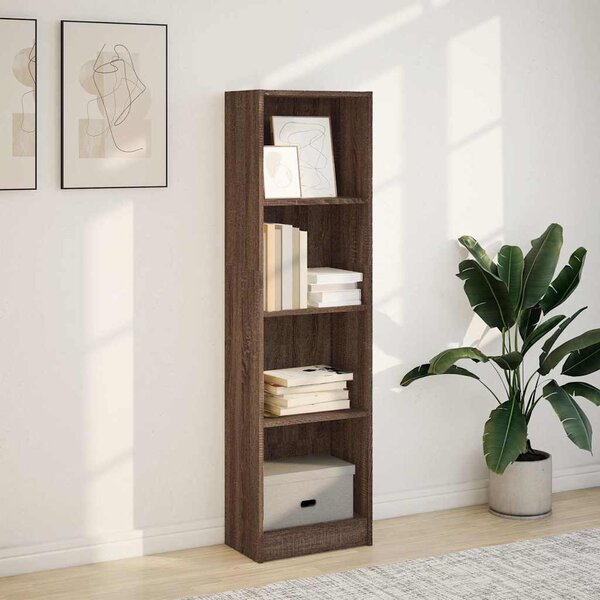Barna tölgy színű szerelt fa könyvszekrény 40 x 24 x 143 cm