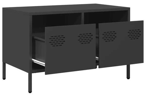 Fekete hidegen hengerelt acél TV-szekrény 68 x 39 x 43,5 cm