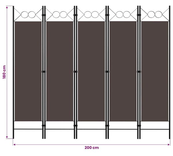 Barna 5 paneles paraván 200 x 180 cm