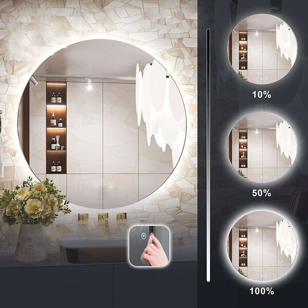 Elegáns LED Kerek Fali Tükör - 90 cm