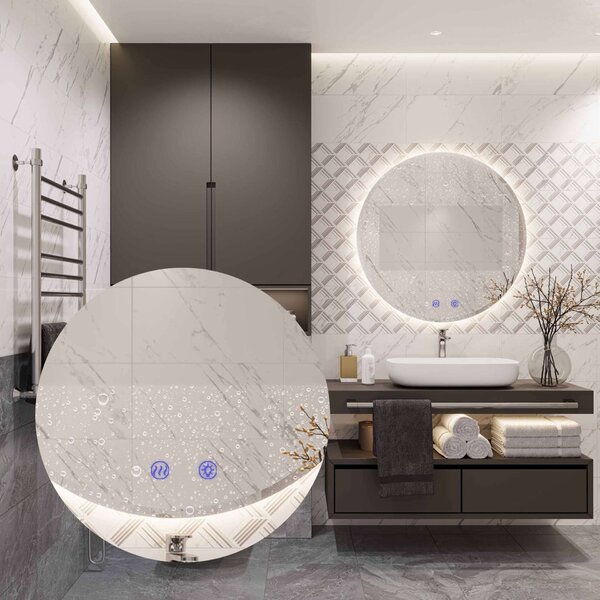 Elegáns LED Kerek Fali Tükör - 90 cm