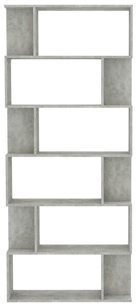 Betonszürke szerelt fa könyvszekrény/térelválasztó 80x24x192 cm