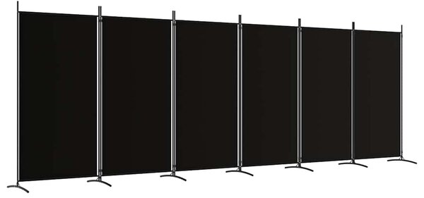 6 paneles fekete szövet térelválasztó 520x180 cm