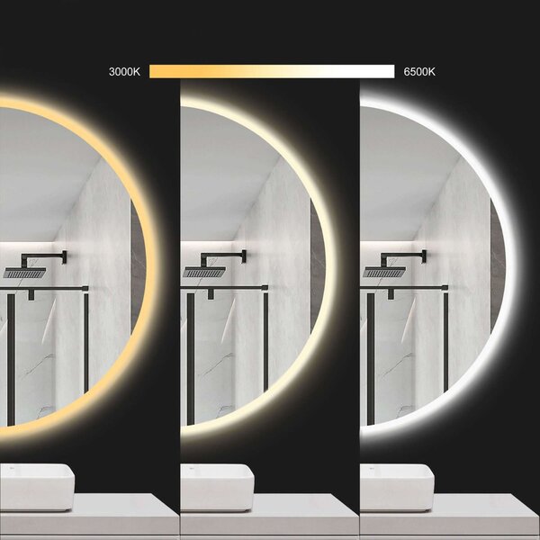 Elegáns LED Kerek Fali Tükör - 90 cm
