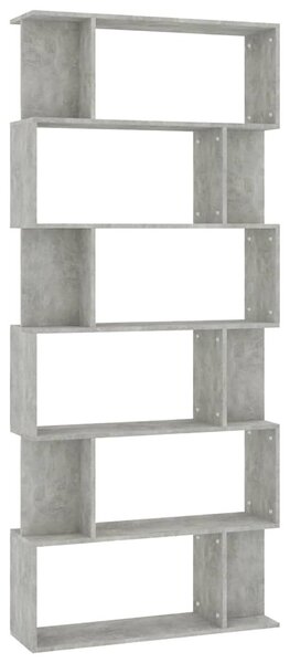 Betonszürke szerelt fa könyvszekrény/térelválasztó 80x24x192 cm