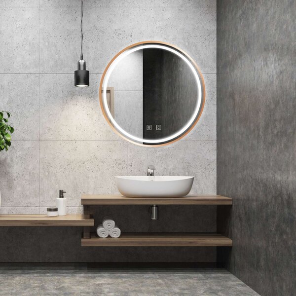 LED Kerek Tükör - 70cm - Rose Gold