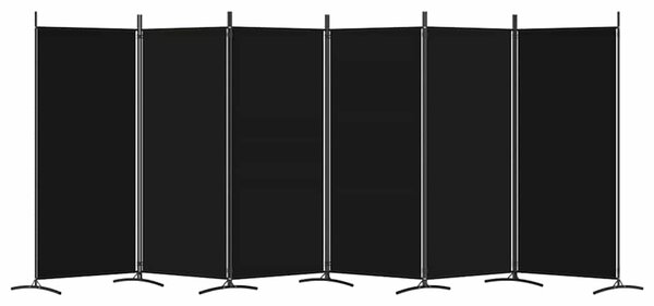 6 paneles fekete szövet térelválasztó 520x180 cm