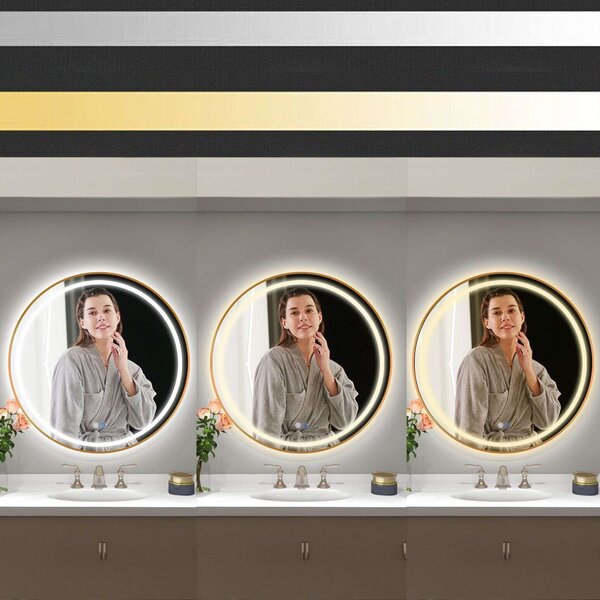 LED Kerek Tükör - 70cm - Rose Gold