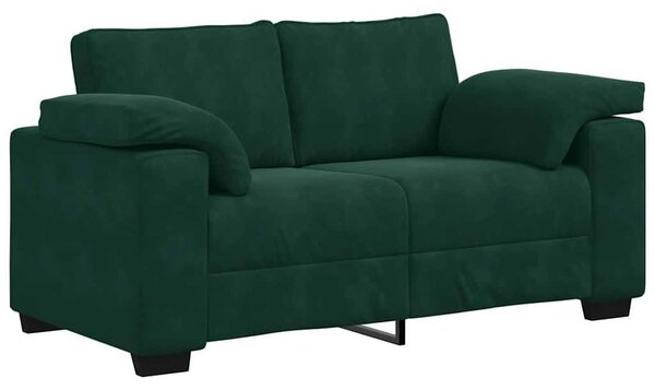 Sötétzöld bársony loveseat kanapé 160x77x82 cm
