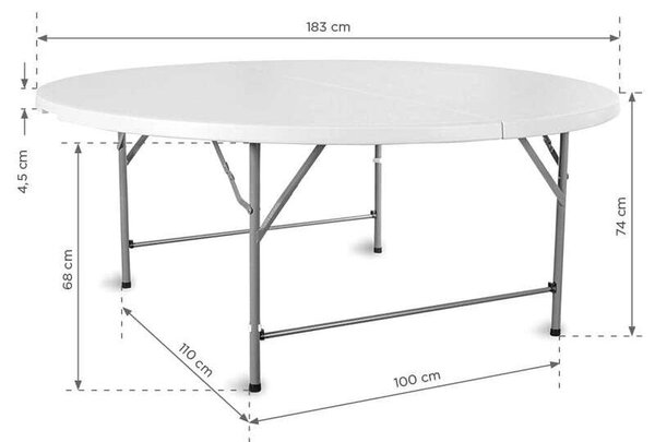 Konferencia Asztal - Összecsukható - Kerek - 183cm