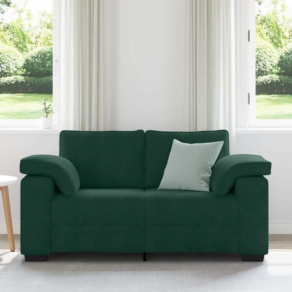 Sötétzöld bársony loveseat kanapé 160x77x82 cm