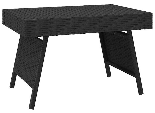 Fekete összecsukható polyrattan kisasztal 60 x 40 x 38 cm