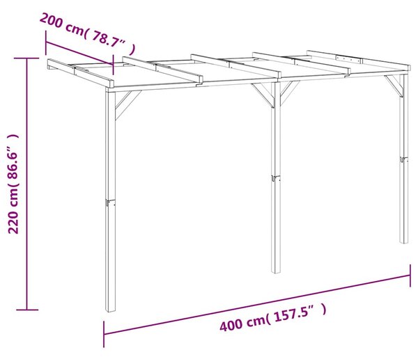 Fa fali pergola 2 x 4 x 2,2 m