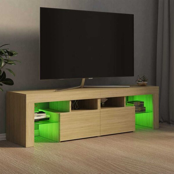 Sonoma tölgy színű TV-szekrény LED-lámpákkal 140 x 36,5 x 40 cm