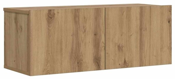 Kézműves tölgy színű szerelt fa fali TV-szekrény 80x30x30 cm